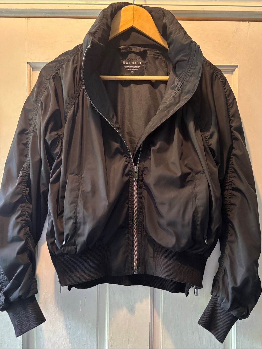 Athleta Jetset Black Women's Bomber Jacket - Picture 5 of 7
